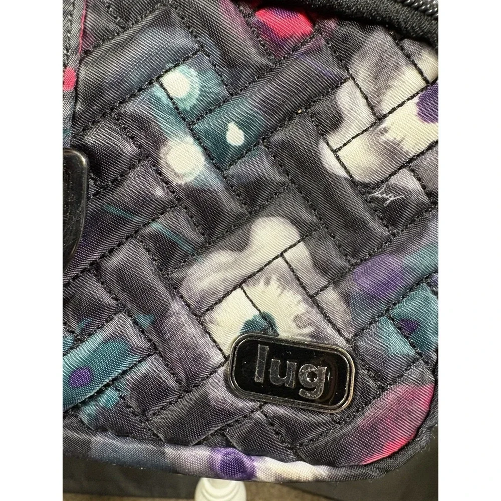 Lug Carousel Convertible Crossbody Belt Bag Purple Pink Floral Quilted Purse EUC